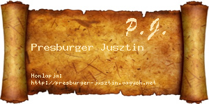 Presburger Jusztin névjegykártya